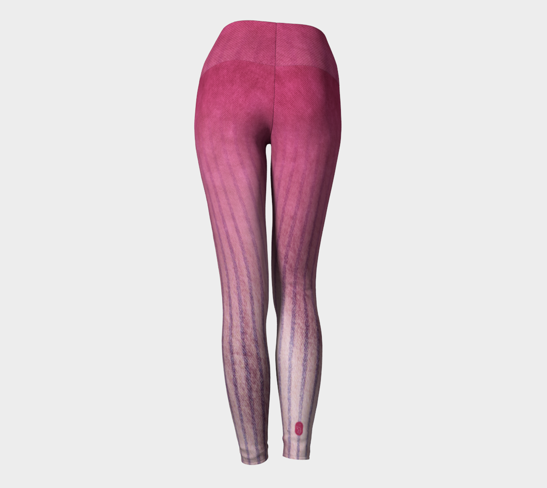 High waisted compression leggings with a french linen inspired texture with a beautiful pink hue.