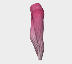 High waisted compression leggings with a french linen inspired texture with a beautiful pink hue.