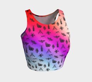Vintage bugs against a vibrant color background on this full coverage athletic top