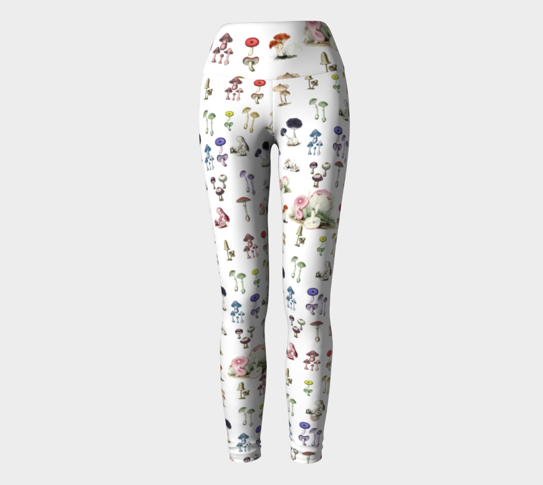 Mushroom Print Yoga Leggings, XS-XL - Cosmic Drifters