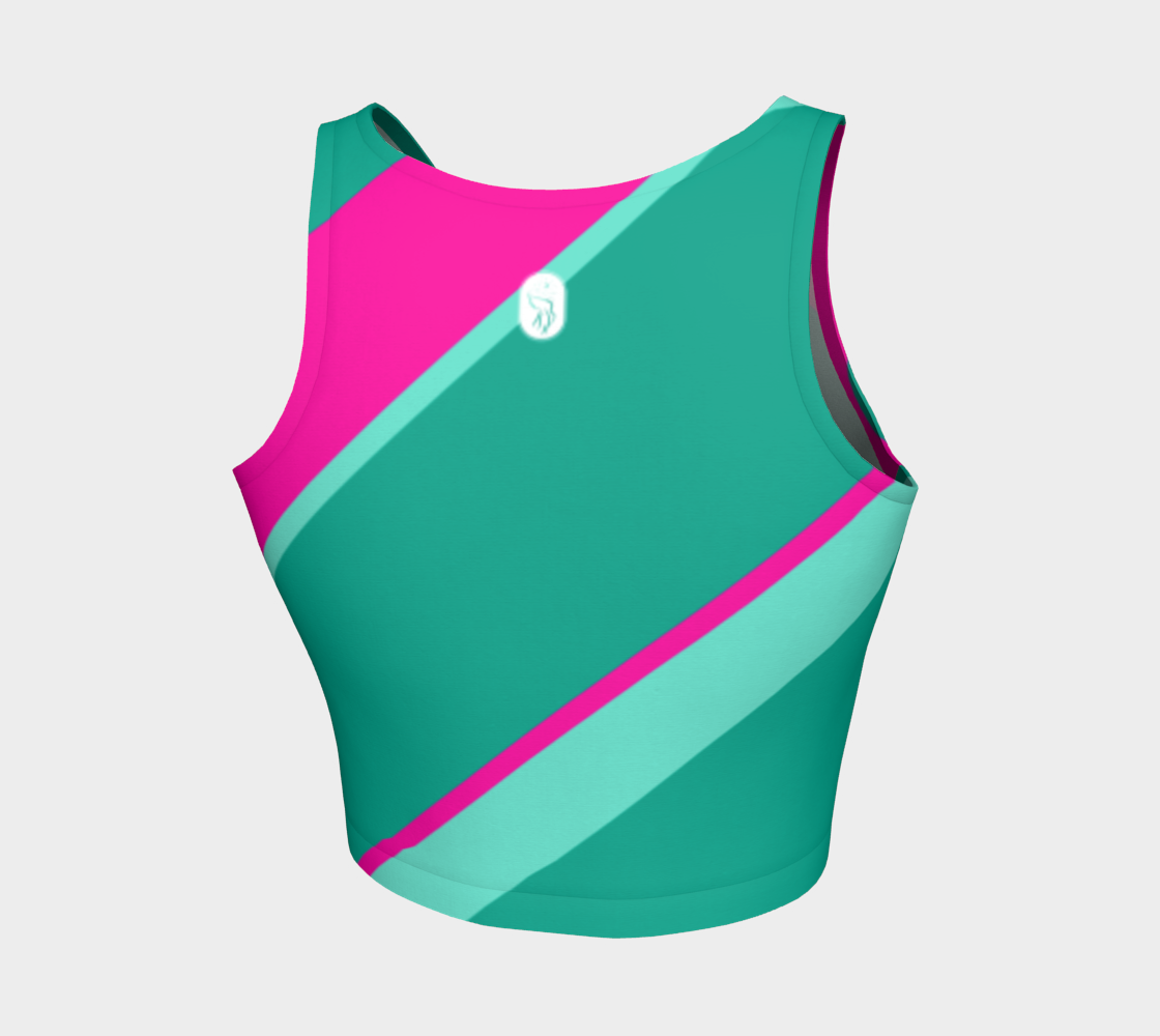 Our signature color block style in mint & pink adorn this full coverage athletic top.