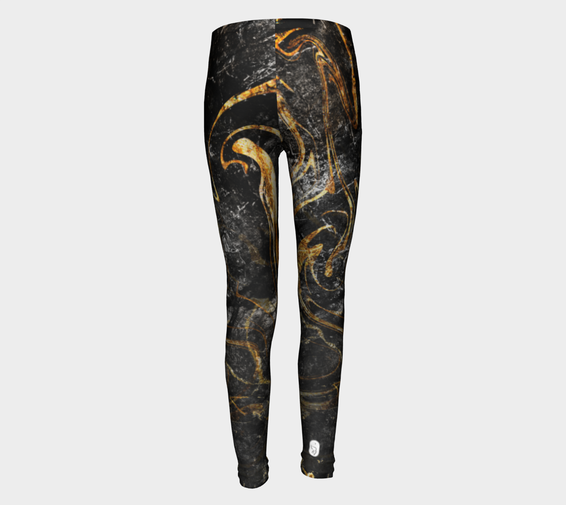 whimsical black and gold adorn these kids leggings