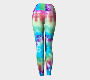 A gorgeous swirl of vibrant rainbow tie dye colors adorn these compression leggings 