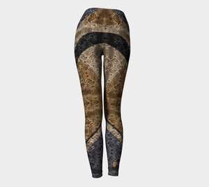 High waisted compression leggings in a natural color palette and snakeskin print.