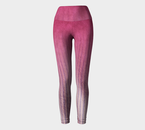 High waisted compression leggings with a french linen inspired texture with a beautiful pink hue.