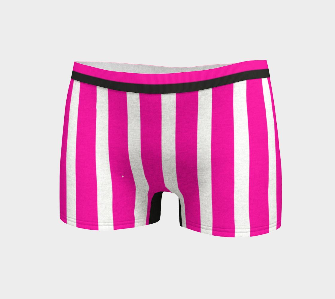 Ultra soft super flattering boy shorts with pink stripes on the front, black stripes on the back with the word "Goddess" across the bum.