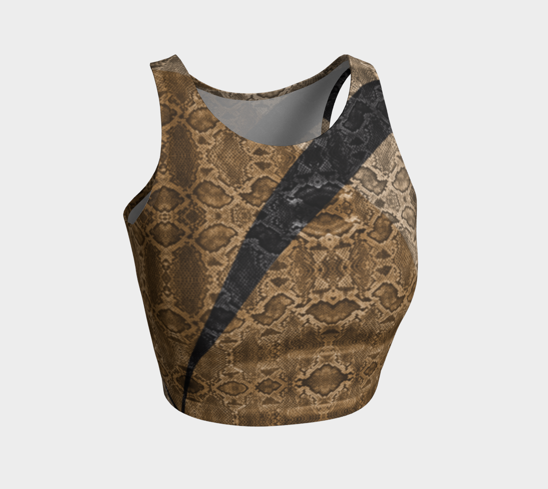 A snakeskin print in tans and greys adorn our classic athletic top.