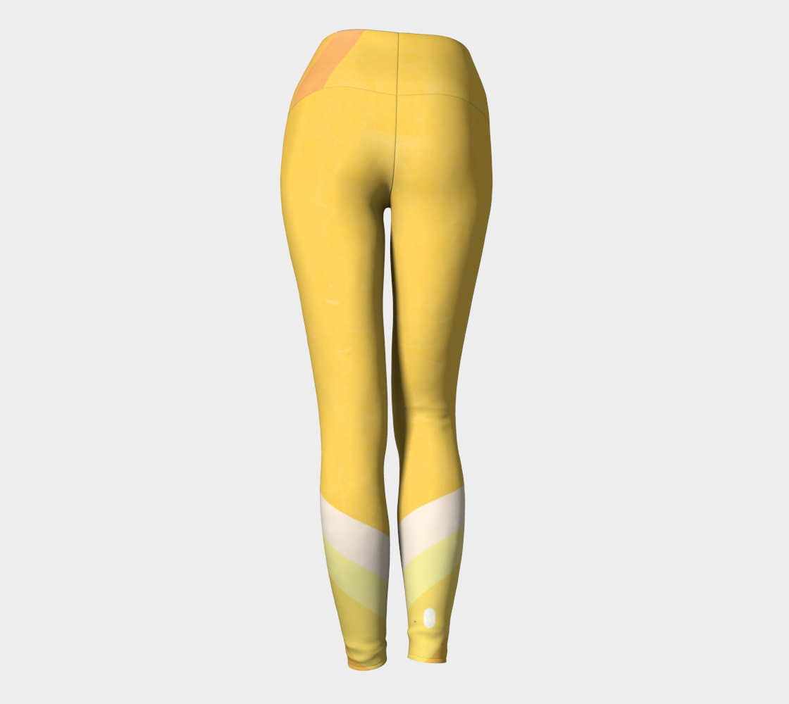 Yellow Mod color blocking adorn these high-waisted compression leggings