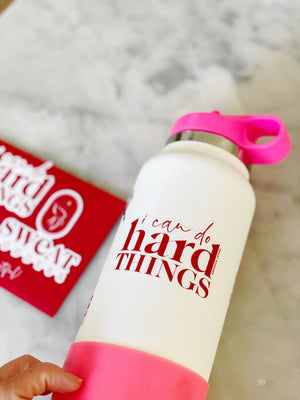 a set of 2 exclusive vinyl waterproof stickers featuring our Sweat Goddess logo and our favorite saying "I can do hard things"