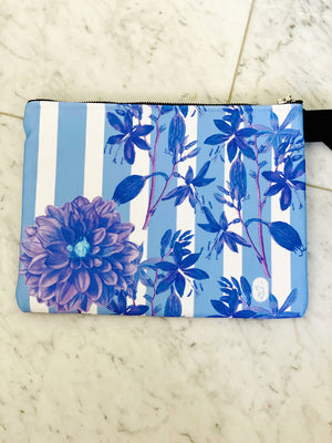 Stripes and Florals Blue Pouch Sample