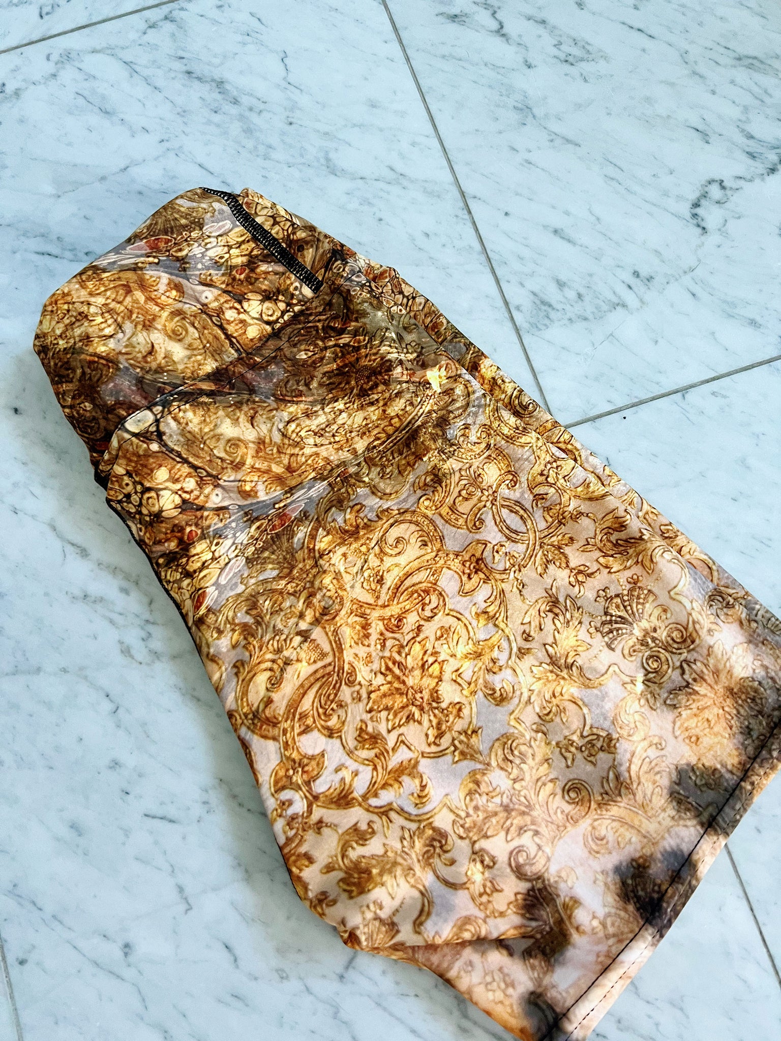 Gold leopard print yoga shorts