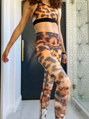 Leopard Floral high waisted compression leggings