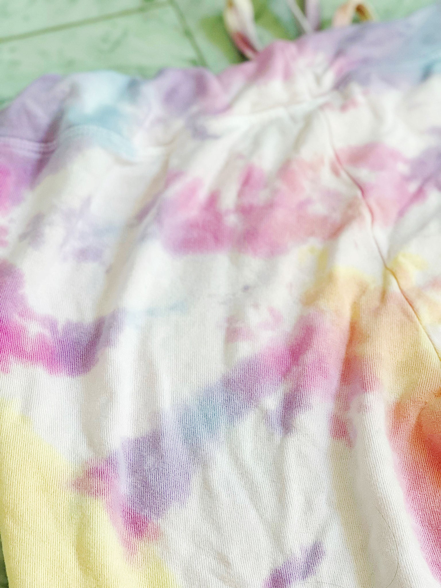 Hand dyed ultrasoft sweatpants in a sunrise color palette.