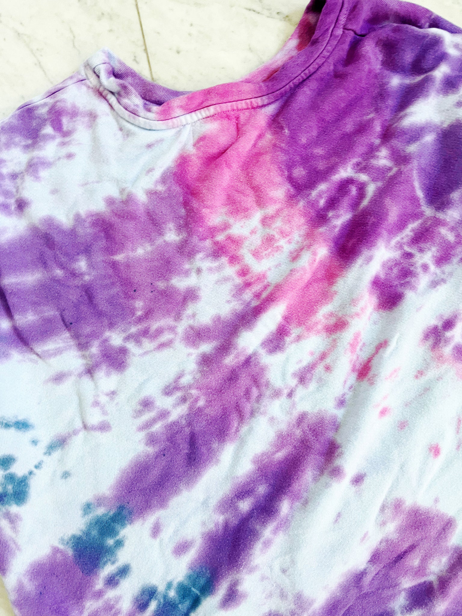 Pink, purple and blue hand dyed sweatshirt in size small