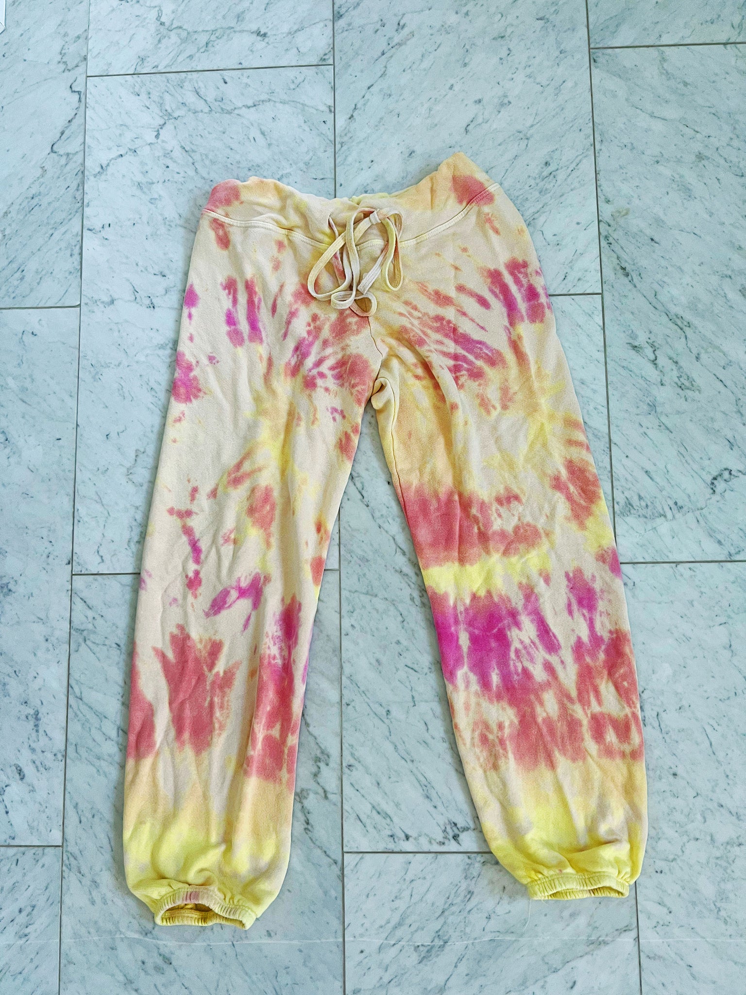 Hand dyed ultra soft sweatpants in a sunset inspired color palette