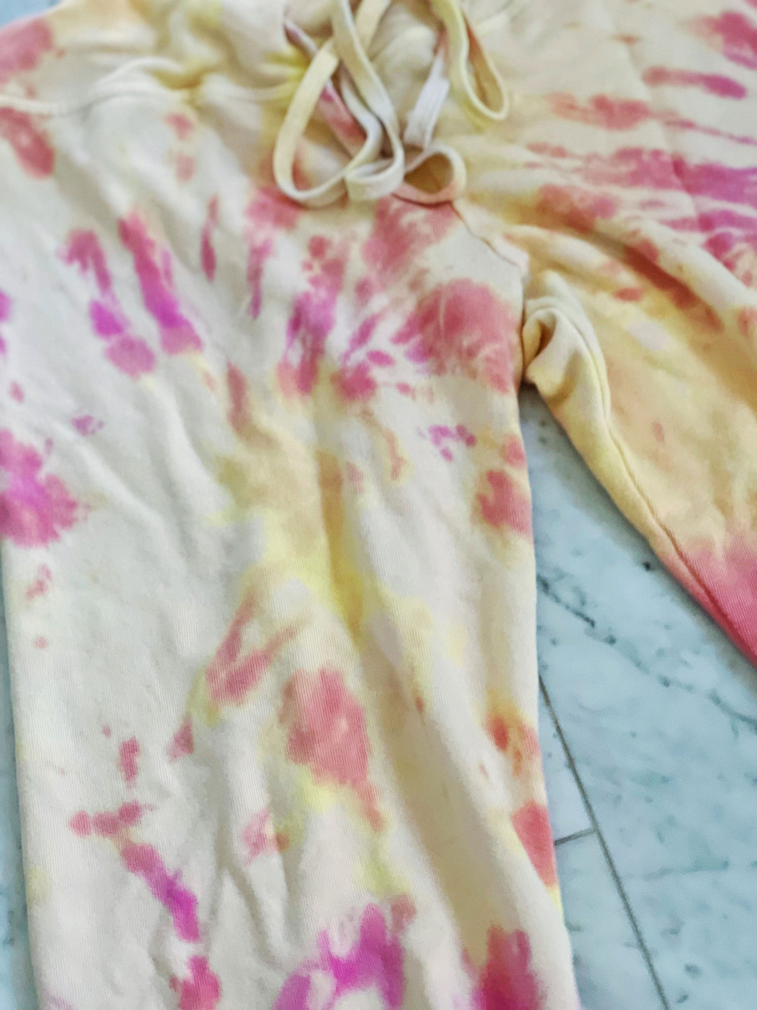 Hand dyed ultra soft sweatpants in a sunset inspired color palette