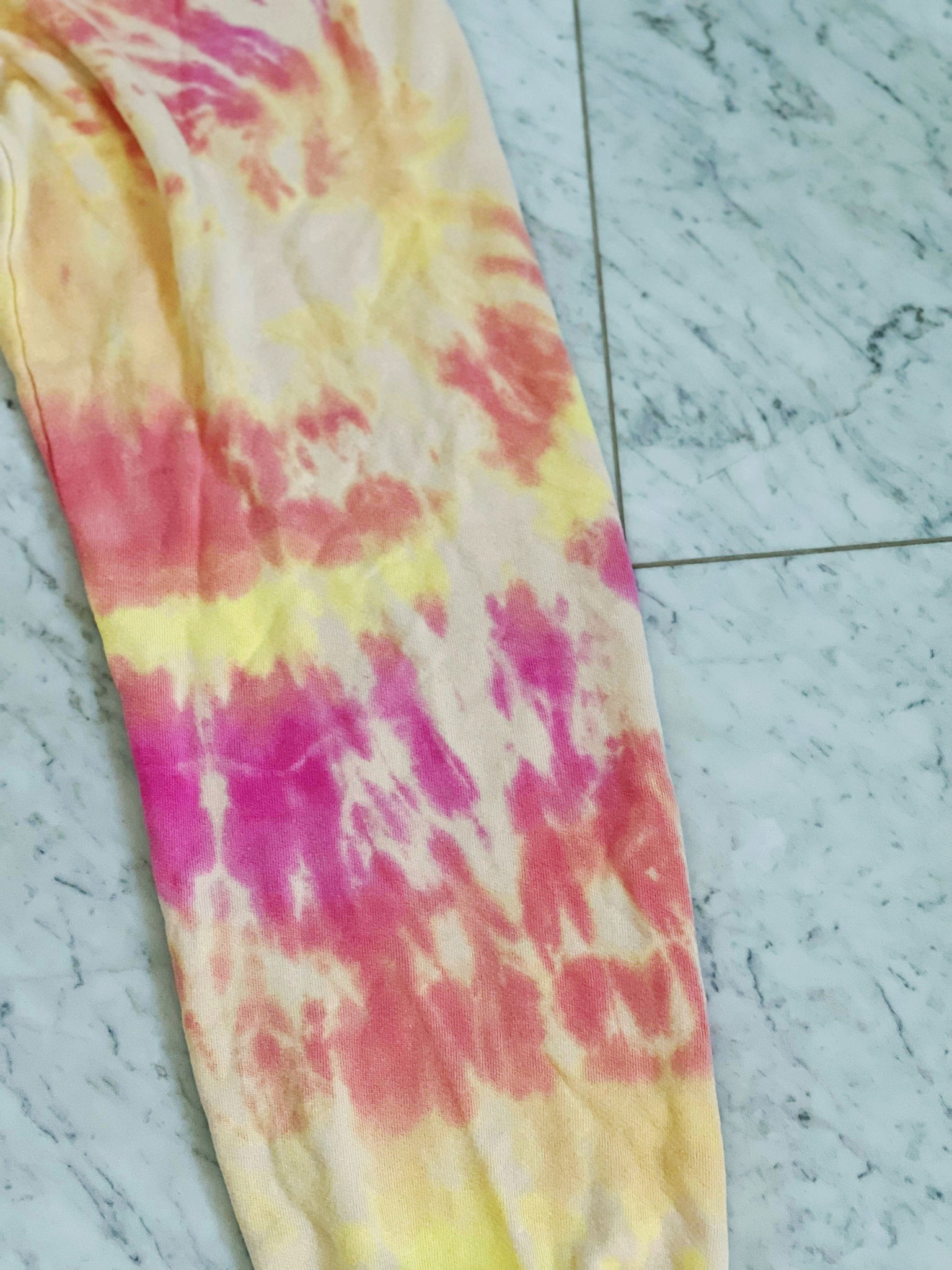 Hand dyed ultra soft sweatpants in a sunset inspired color palette