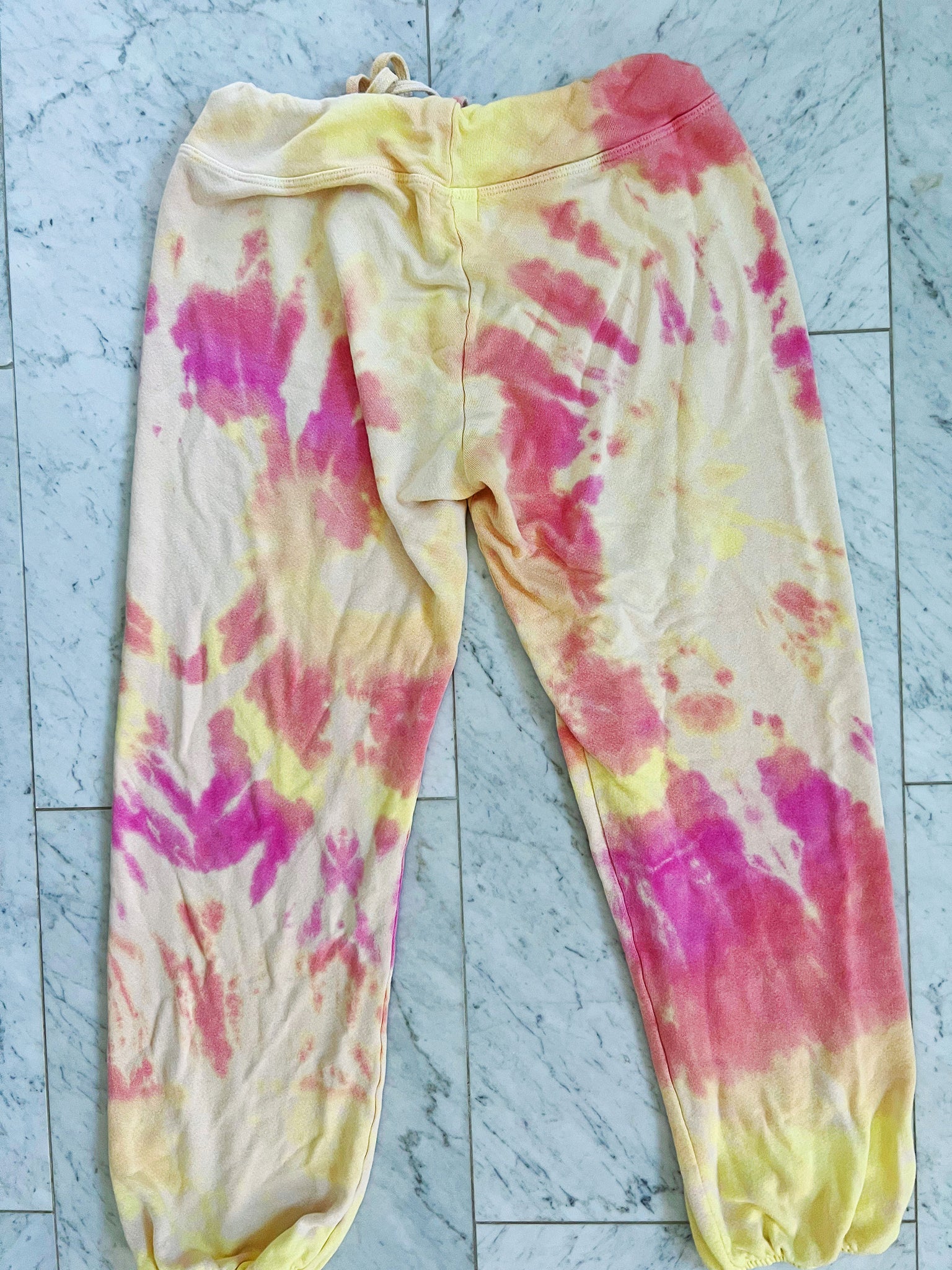 Hand dyed ultra soft sweatpants in a sunset inspired color palette