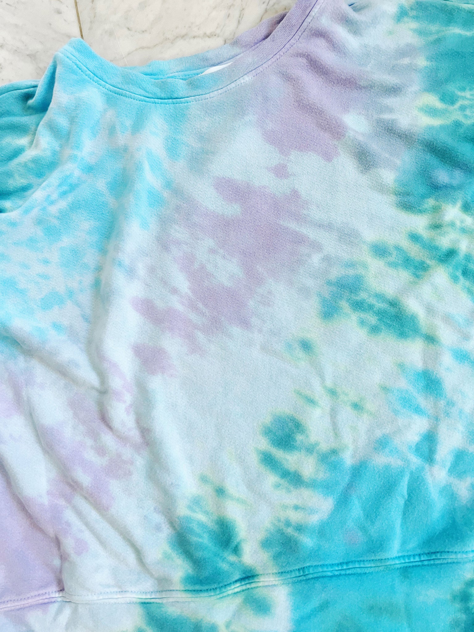 Purple, blue and aqua hand dyed ultra soft sweatshirt