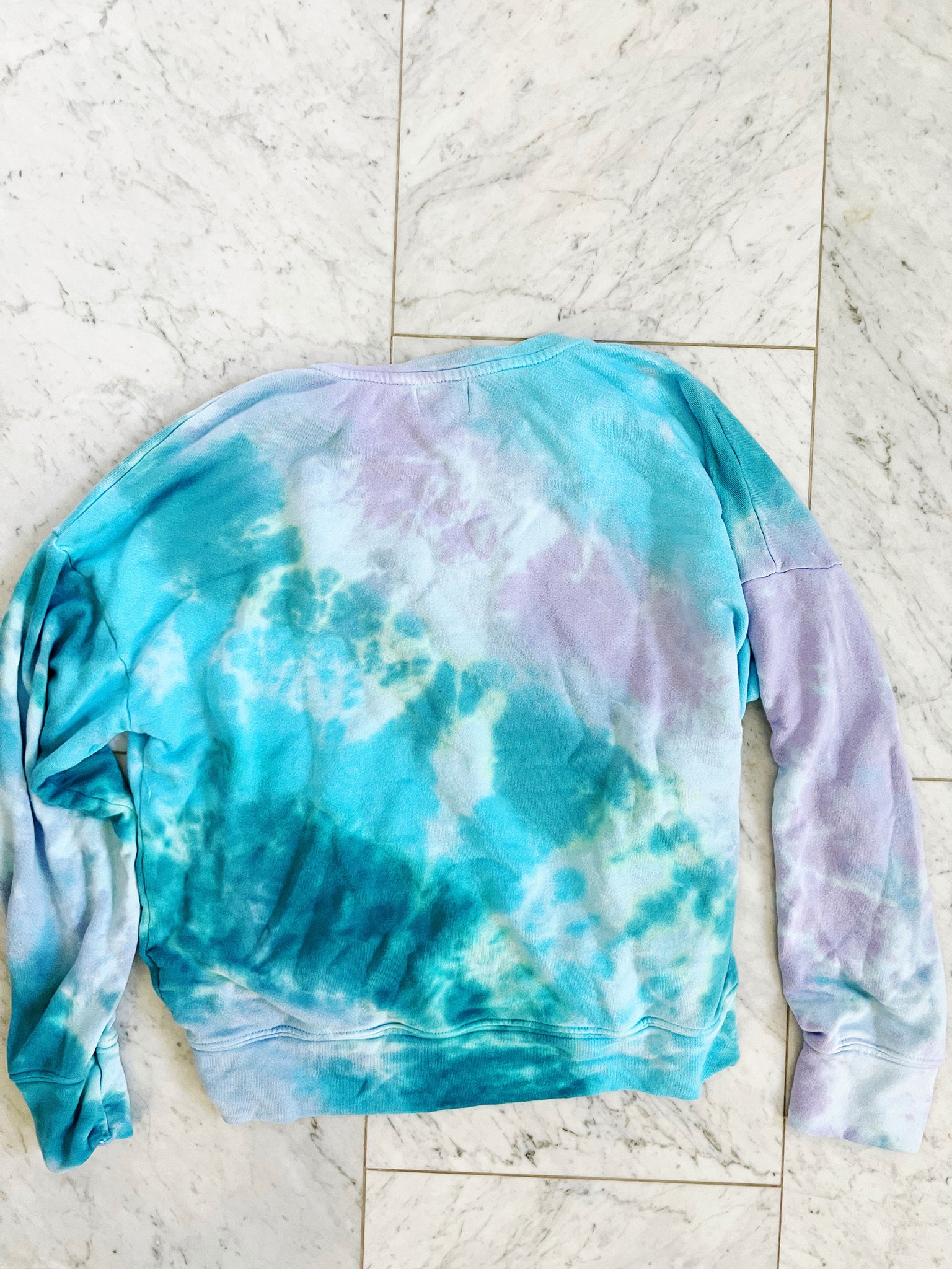 Purple, blue and aqua hand dyed ultra soft sweatshirt