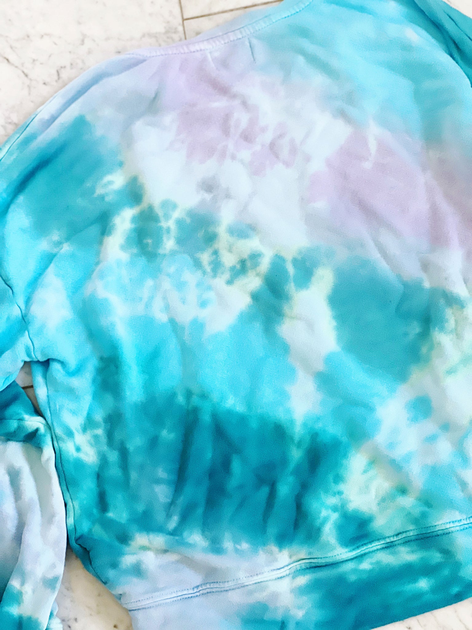 Purple, blue and aqua hand dyed ultra soft sweatshirt
