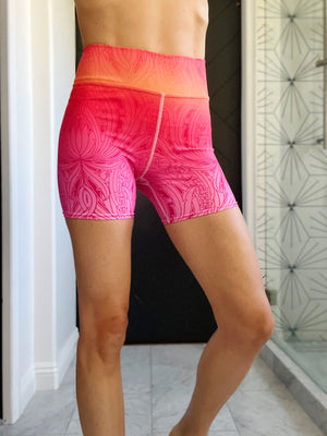 High-Waisted Sunset color yoga shorts