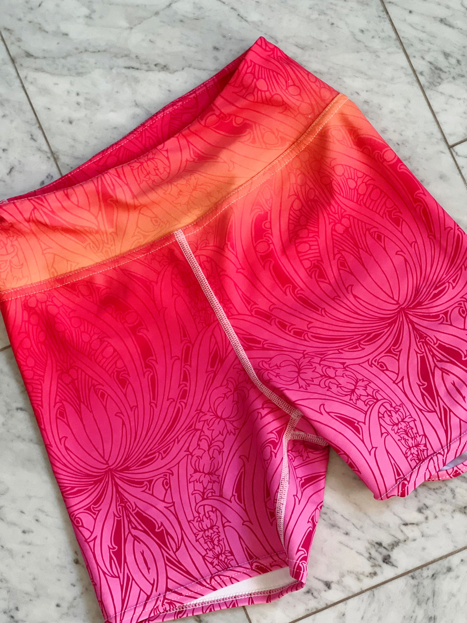 High-Waisted Sunset color yoga shorts
