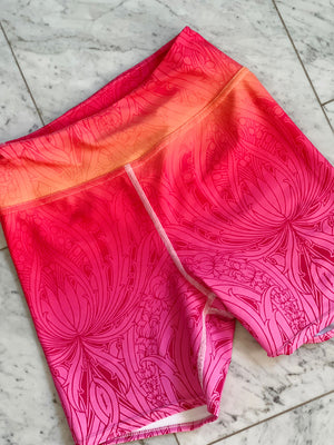 High-Waisted Sunset color yoga shorts