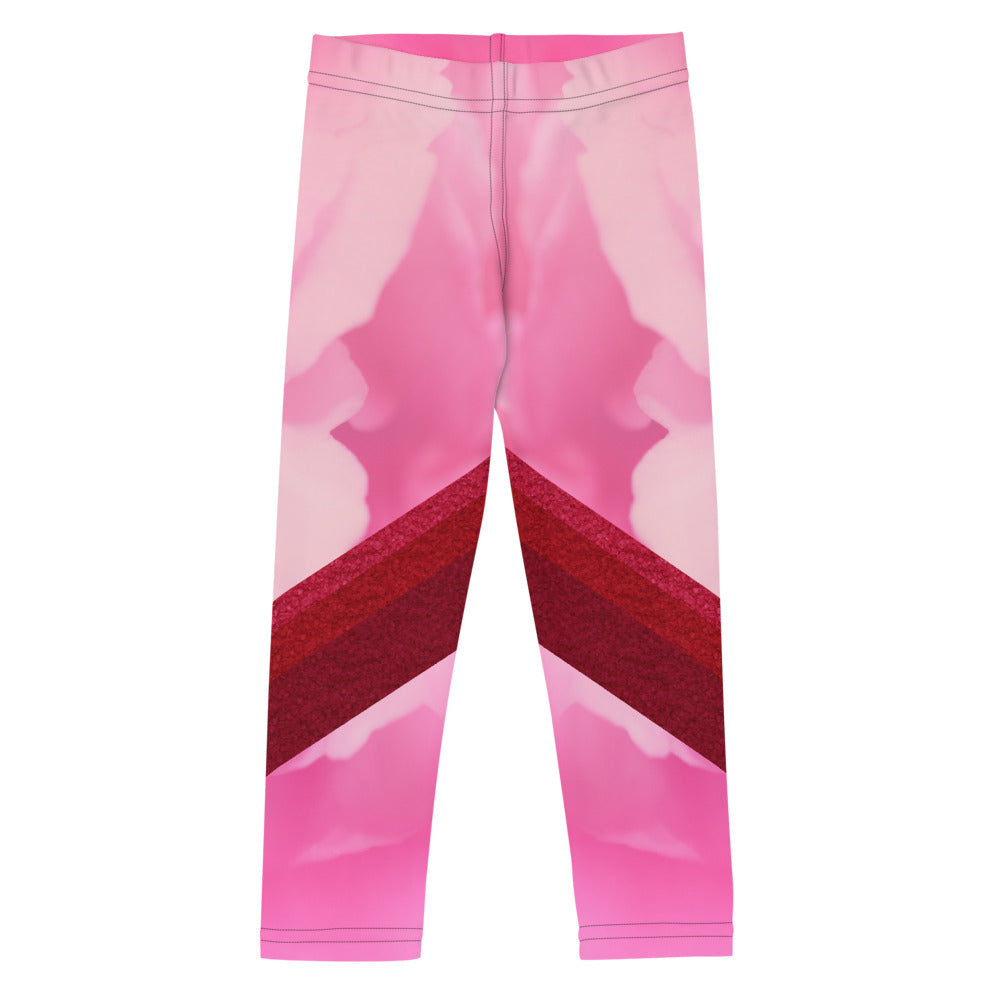 Bold pinks with red sparkle stripes on these little kid leggings