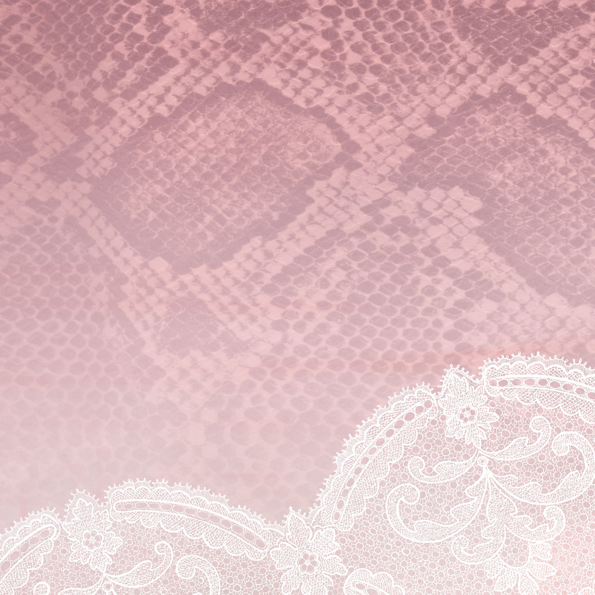 Pink hued snakeskin mingle with delicate lace on these capri length compression leggings