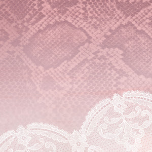 Pink hued snakeskin mingle with delicate lace on these capri length compression leggings