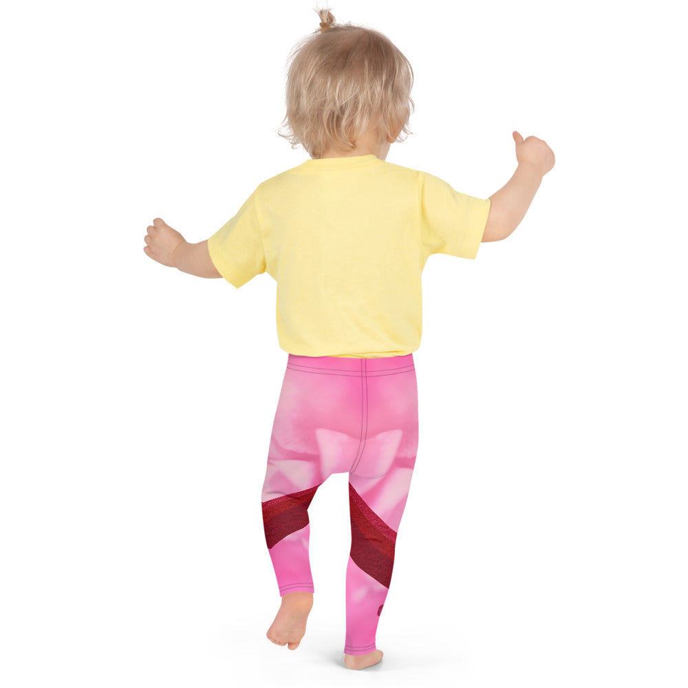 Bold pinks with red sparkle stripes on these little kid leggings