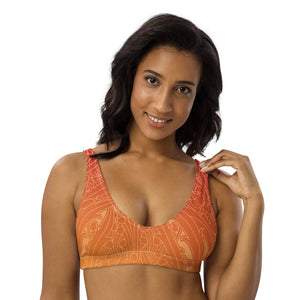 A gorgeous art deco print in an orange ombre color palette on this sports bralette.