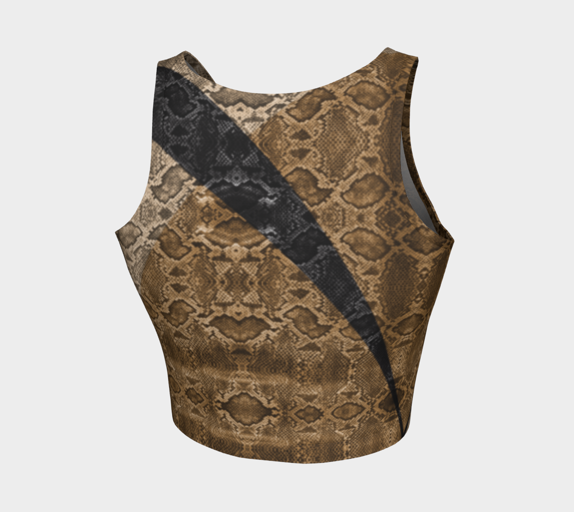 A snakeskin print in tans and greys adorn our classic athletic top.
