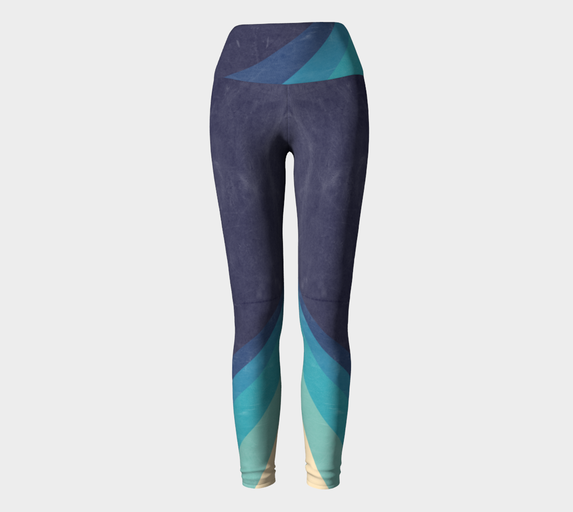 blue mod color block style compression leggings