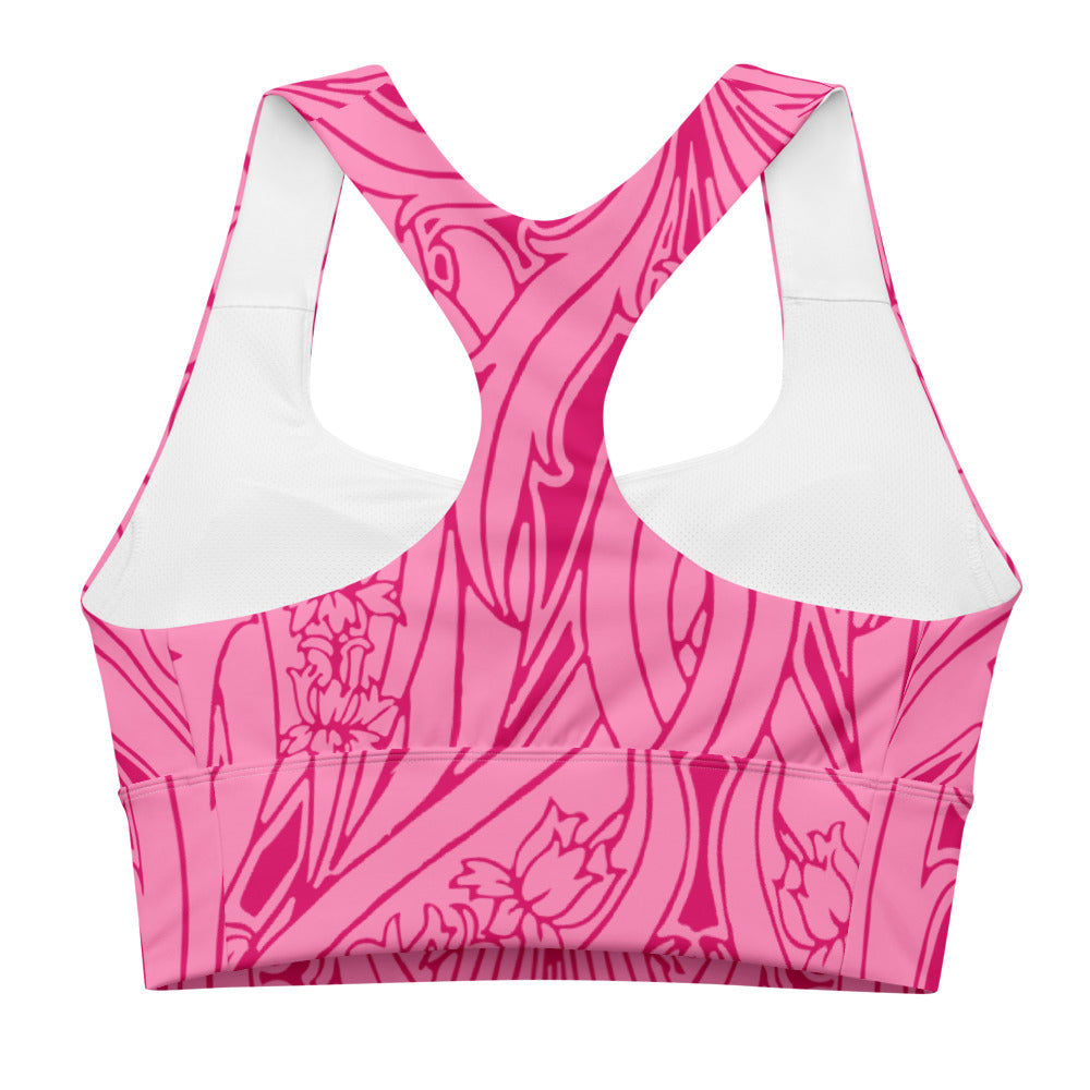 Gorgeous pink art deco print on our signature sports bra.