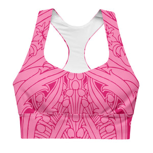 Gorgeous pink art deco print on our signature sports bra.