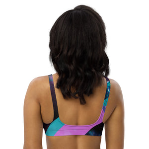 Galaxy imagery with sporty stripes on our signature sports bralette that doubles as a bikini.
