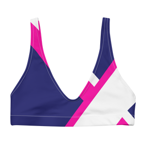 Our signature color block style in a vibrant navy & pink, adorn this athletic bralette with removable pads.