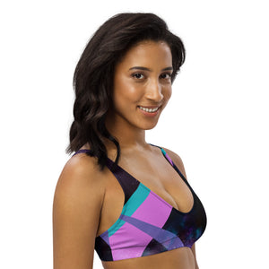 Galaxy imagery with sporty stripes on our signature sports bralette that doubles as a bikini.