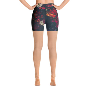High waisted yoga shorts, in our moody romantic floral print.