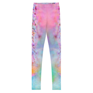 a playful pink candy inspired print adorn these kids leggings 