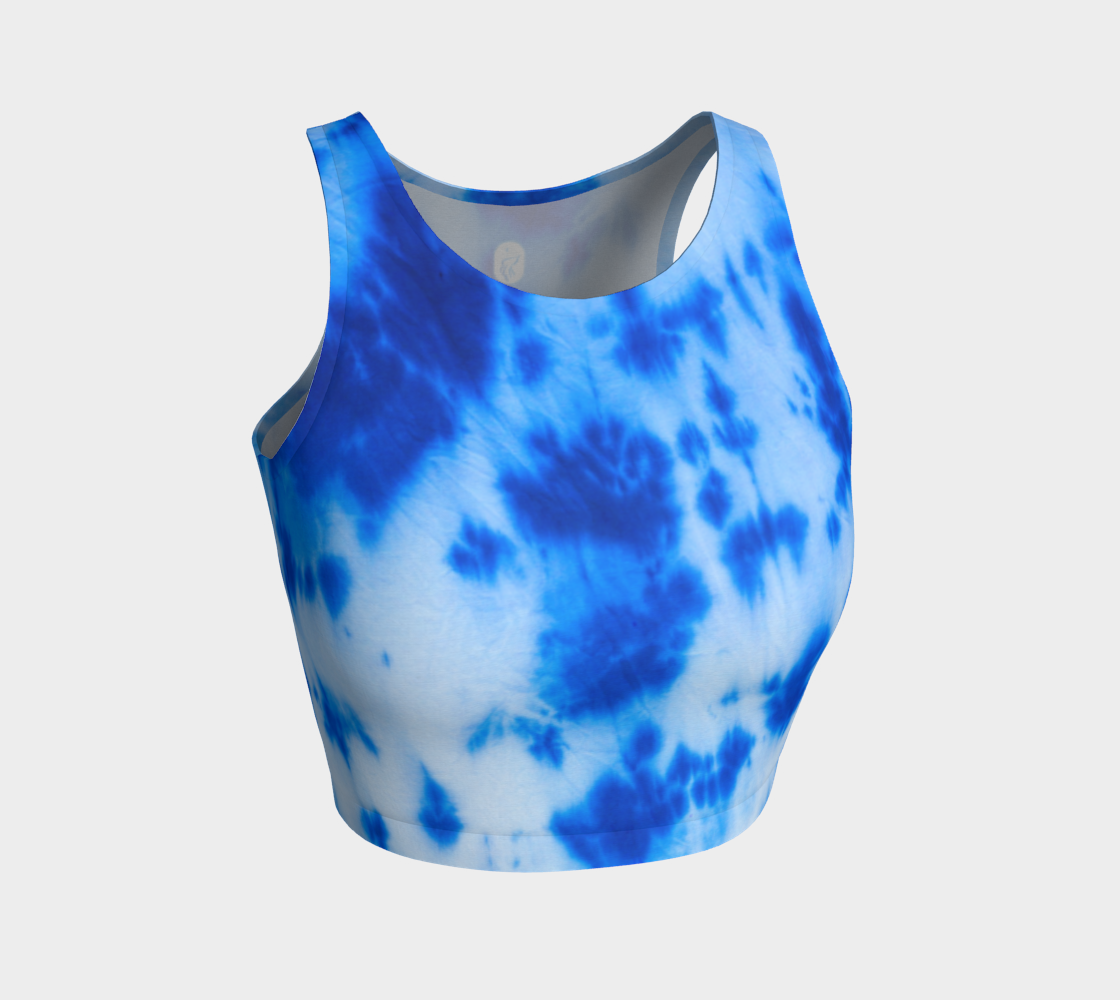 blue and white tie dye style athletic top