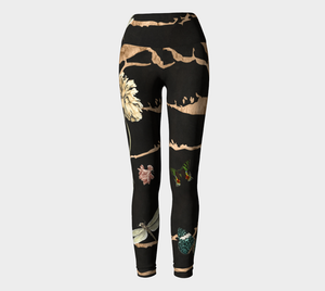 black and gold color palette with dragonflies and butterflies throughout