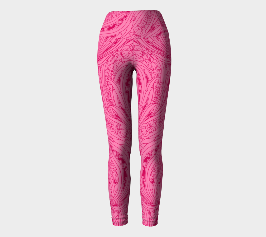 Pink art deco print adorn our signature compression high-waisted leggings.