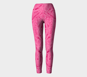 Pink art deco print adorn our signature compression high-waisted leggings.