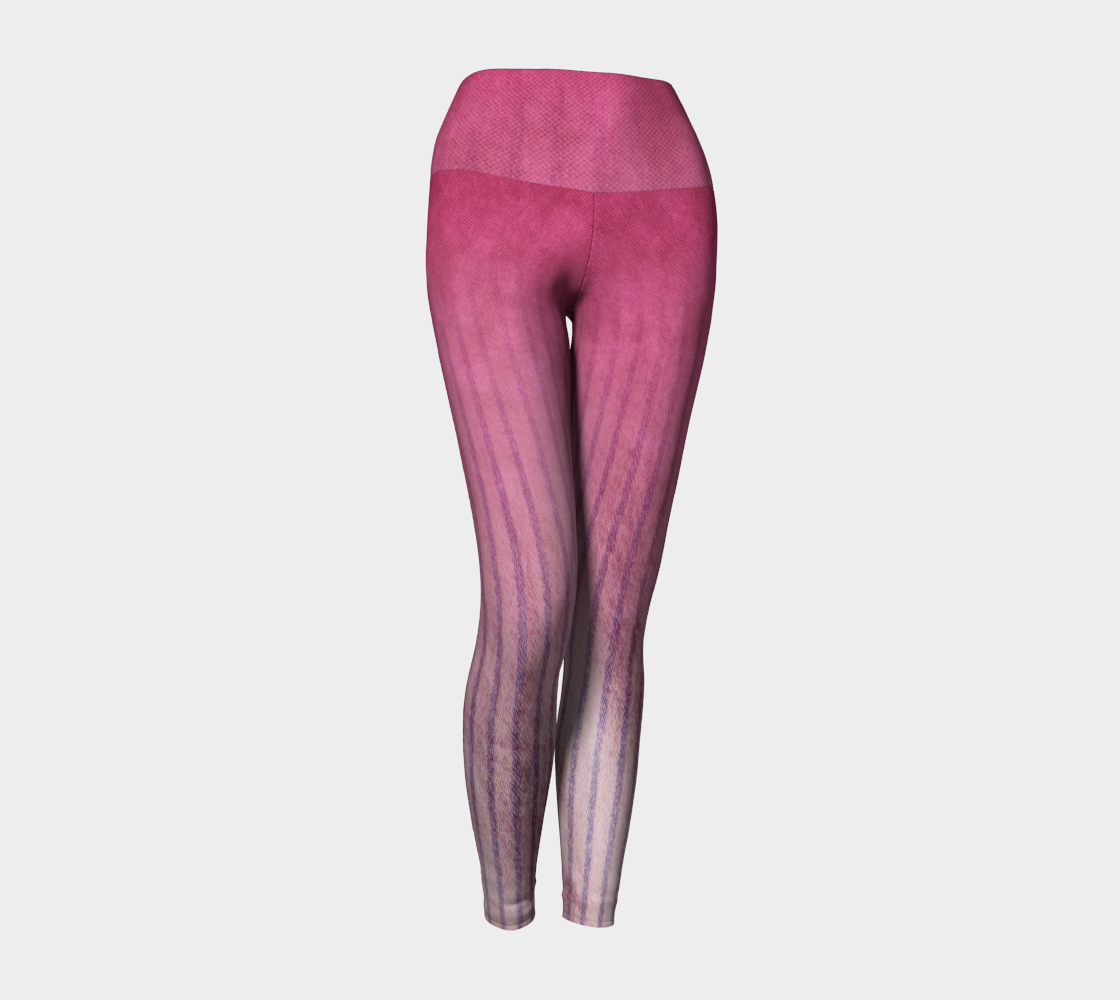 High waisted compression leggings with a french linen inspired texture with a beautiful pink hue.