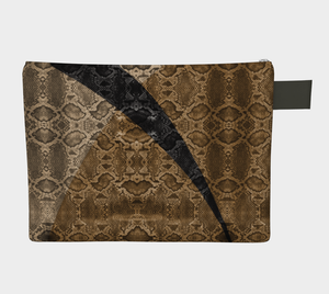 10" zipper pouch featuring snakeskin prints in a natural color palette