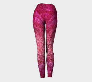 Red and pink textures adorn this candy sweet high waisted compression legging