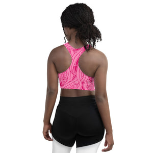 Gorgeous pink art deco print on our signature sports bra.